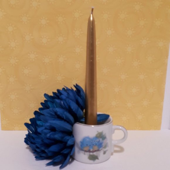 Bluebirds Candle Holder Designers Collection Vintage Candleholder - Picture 2 of 6